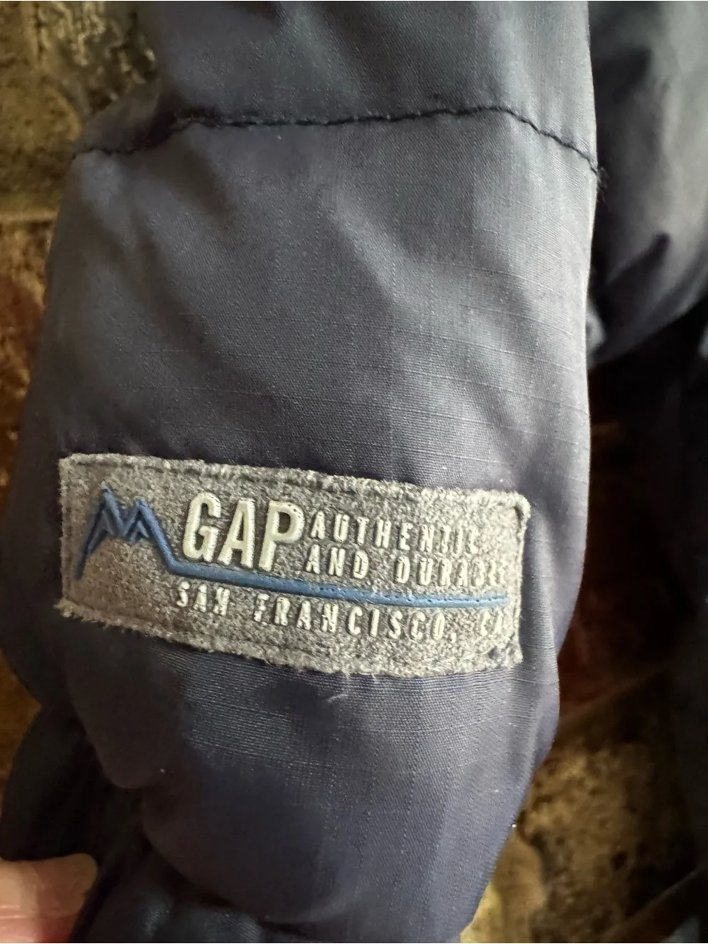 GAP Navy Down Puffer Jacket with Snap-Front